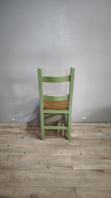 181 Set n 4 sedie verdi con seduta color legno
