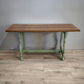 179 Tavolo fratino con base dipinta verde e piano color legno