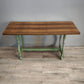 179 Tavolo fratino con base dipinta verde e piano color legno