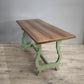 179 Tavolo fratino con base dipinta verde e piano color legno
