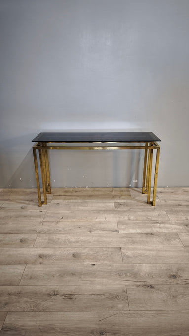 193 Console in ottone e vetro fumé