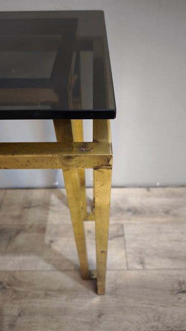 193 Console in ottone e vetro fumé