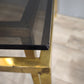 193 Console in ottone e vetro fumé