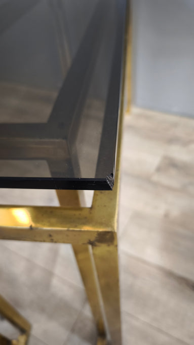 193 Console in ottone e vetro fumé