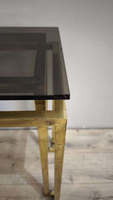 193 Console in ottone e vetro fumé