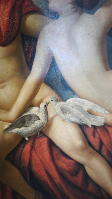 174 Antico dipinto con scena di nudi