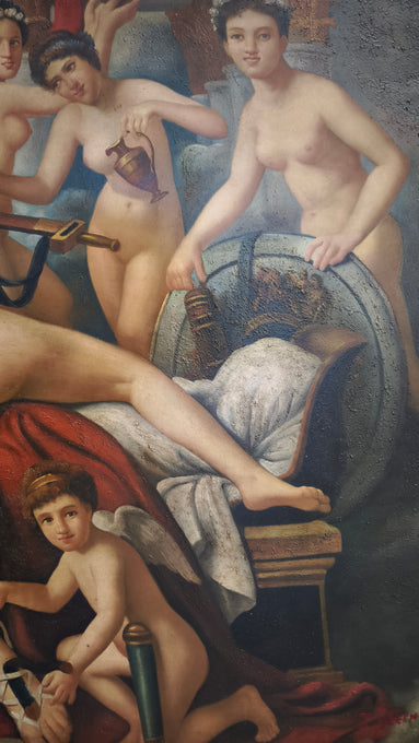 174 Antico dipinto con scena di nudi