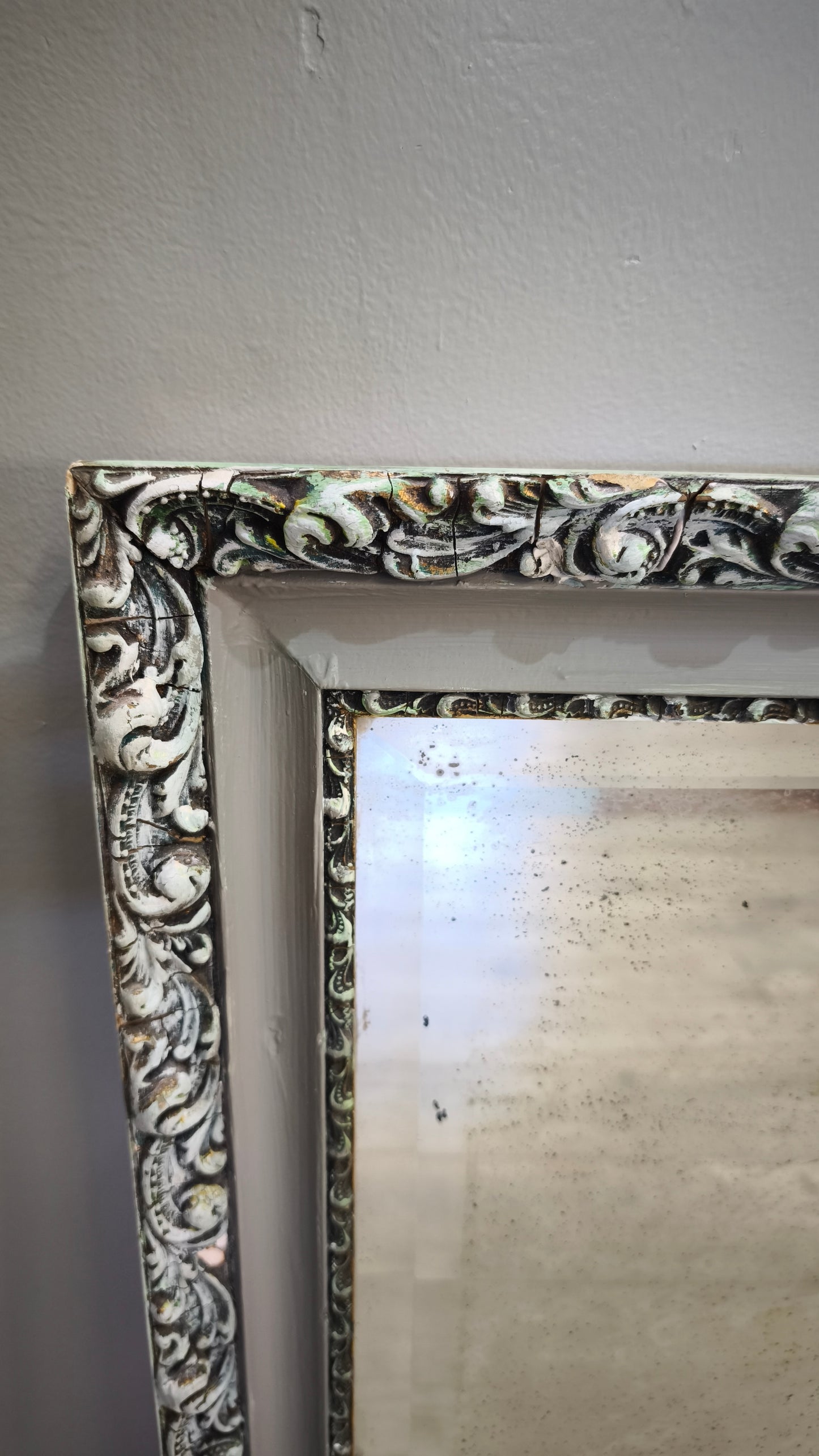 1887 Specchio con cornice rettangolare color argento e verde