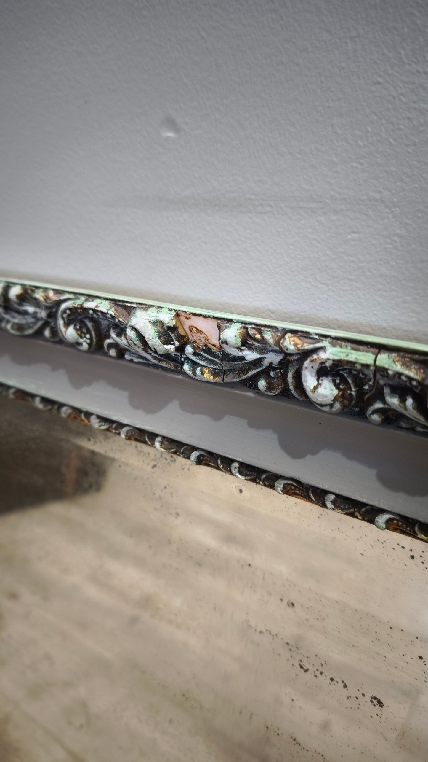 1887 Specchio con cornice rettangolare color argento e verde