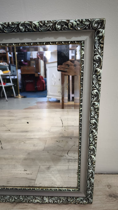 1887 Specchio con cornice rettangolare color argento e verde