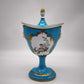 91531 Coppia di vasi vecchia Parigi in porcellana azzurra e oro