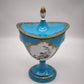 91531 Coppia di vasi vecchia Parigi in porcellana azzurra e oro