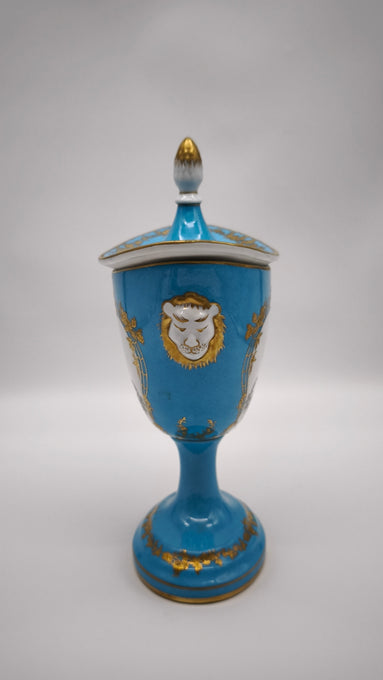 91531 Coppia di vasi vecchia Parigi in porcellana azzurra e oro