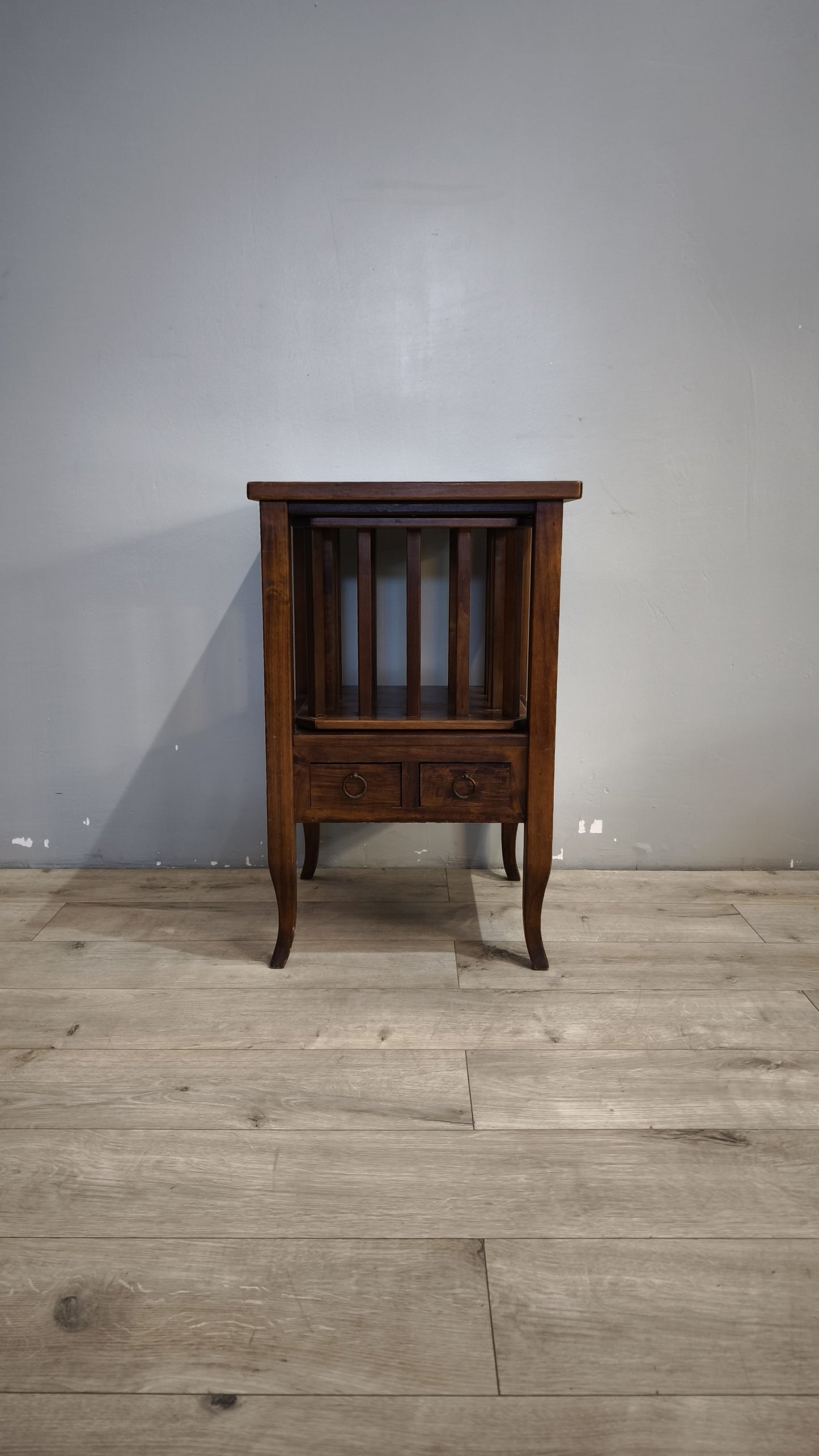91705 Mobiletto porta vinili in legno con due piccoli cassetti