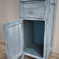 91711 Libreria vetrina a colonna in legno dipinta azzurra