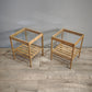 91748 Coppia di comodini Ikea in legno con piano in vetro