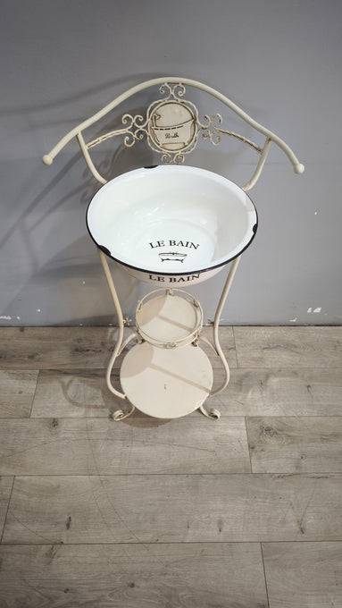 91789 Porta catino in metallo bianco 'Bath Le bain'