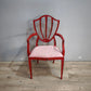 91797 Poltroncina in legno verniciata rossa con seduta rosa