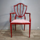 91797 Poltroncina in legno verniciata rossa con seduta rosa