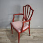 91797 Poltroncina in legno verniciata rossa con seduta rosa