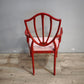91797 Poltroncina in legno verniciata rossa con seduta rosa