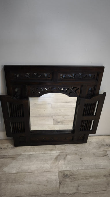91798 Specchiera a finestrella in legno etnico