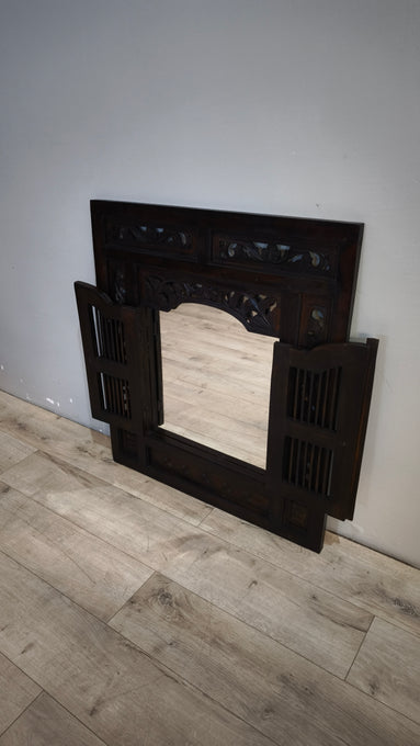 91798 Specchiera a finestrella in legno etnico