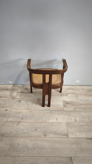 91802 Poltroncina in legno con seduta in paglia di Vienna