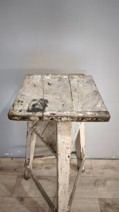 91841 Tornio da scultore anni '50 in legno dipinto bianco
