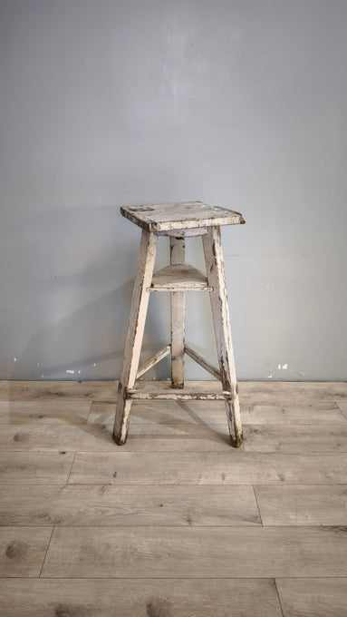 91841 Tornio da scultore anni '50 in legno dipinto bianco