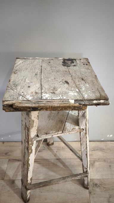 91841 Tornio da scultore anni '50 in legno dipinto bianco