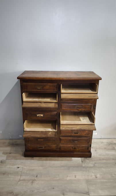 91854 Mobile archivio vintage in legno con 16 cassetti