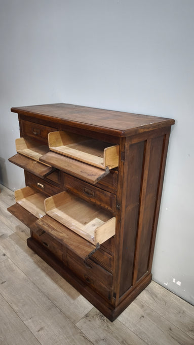 91854 Mobile archivio vintage in legno con 16 cassetti