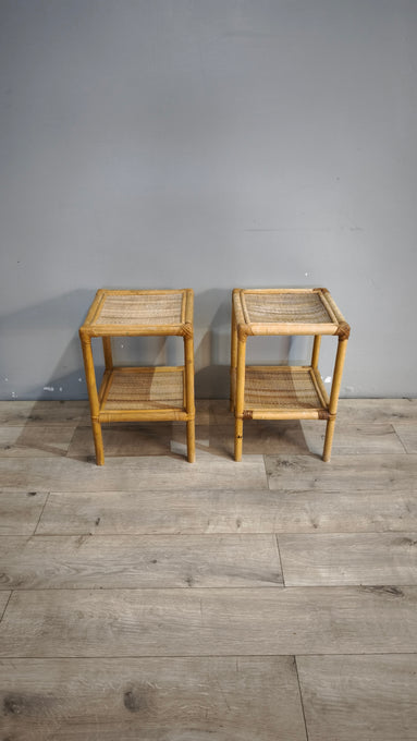 91831 Coppia di comodini in bambù
