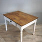91943 Tavolo con base bianca e piano color legno