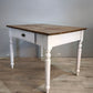 91943 Tavolo con base bianca e piano color legno
