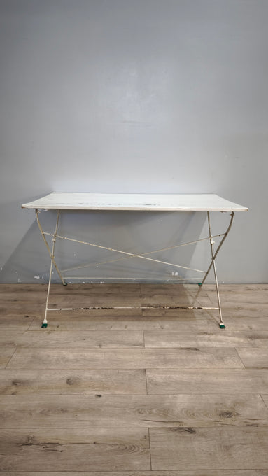 91963 Tavolo pieghevole bianco da esterno in ferro e legno