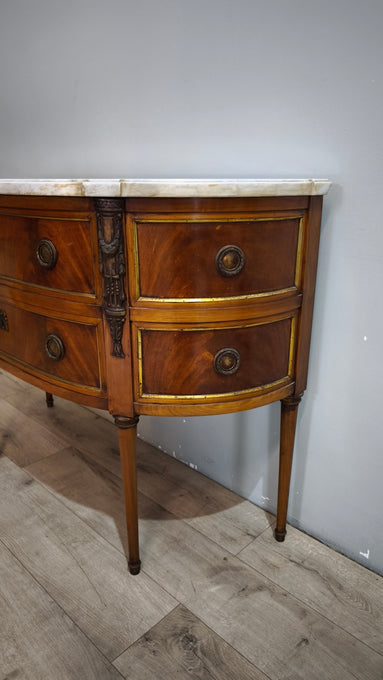 92044 Comò bombato in legno con piano in marmo