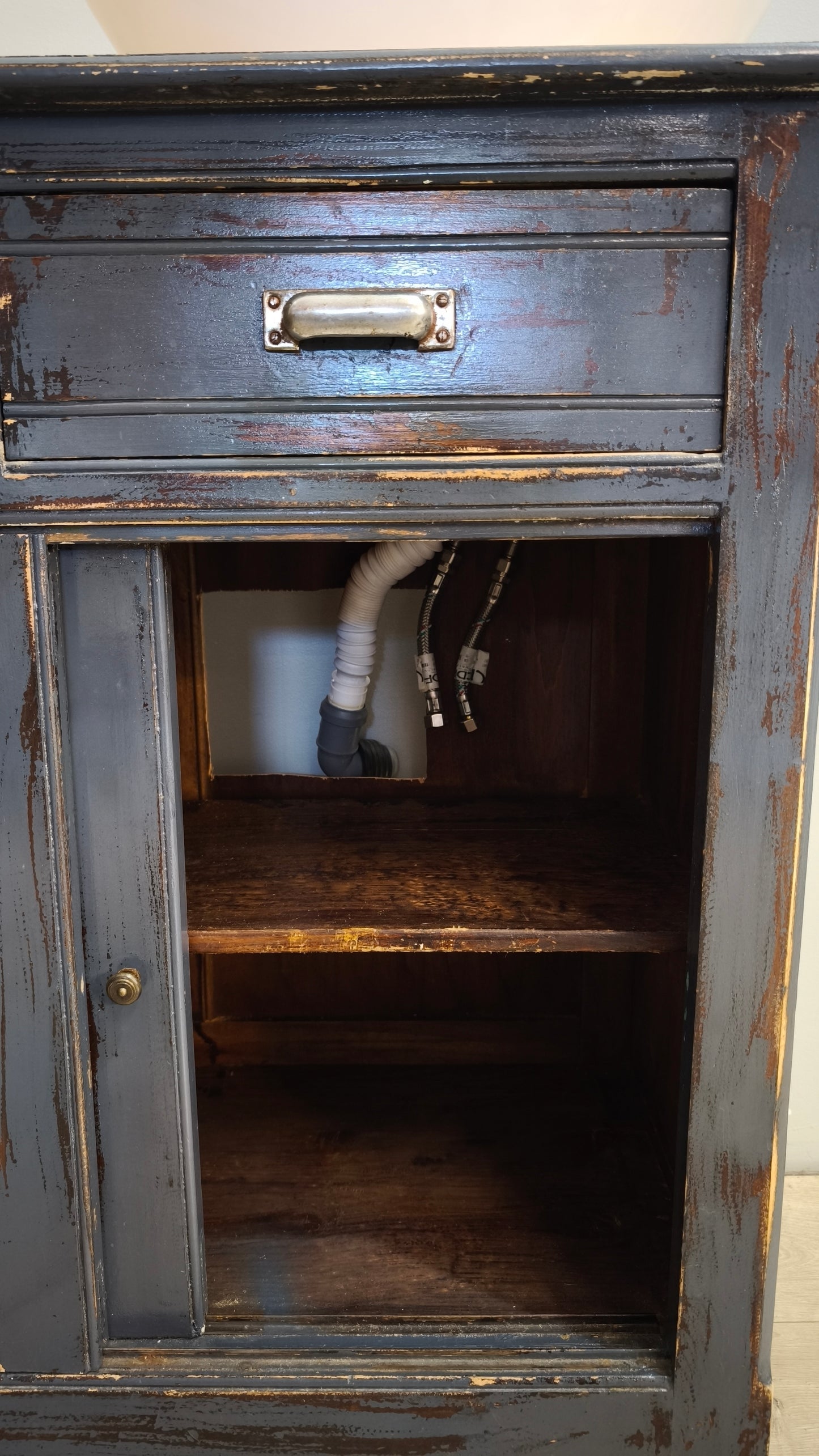 92152 Mobile bagno rustico con sportelli scorrevoli