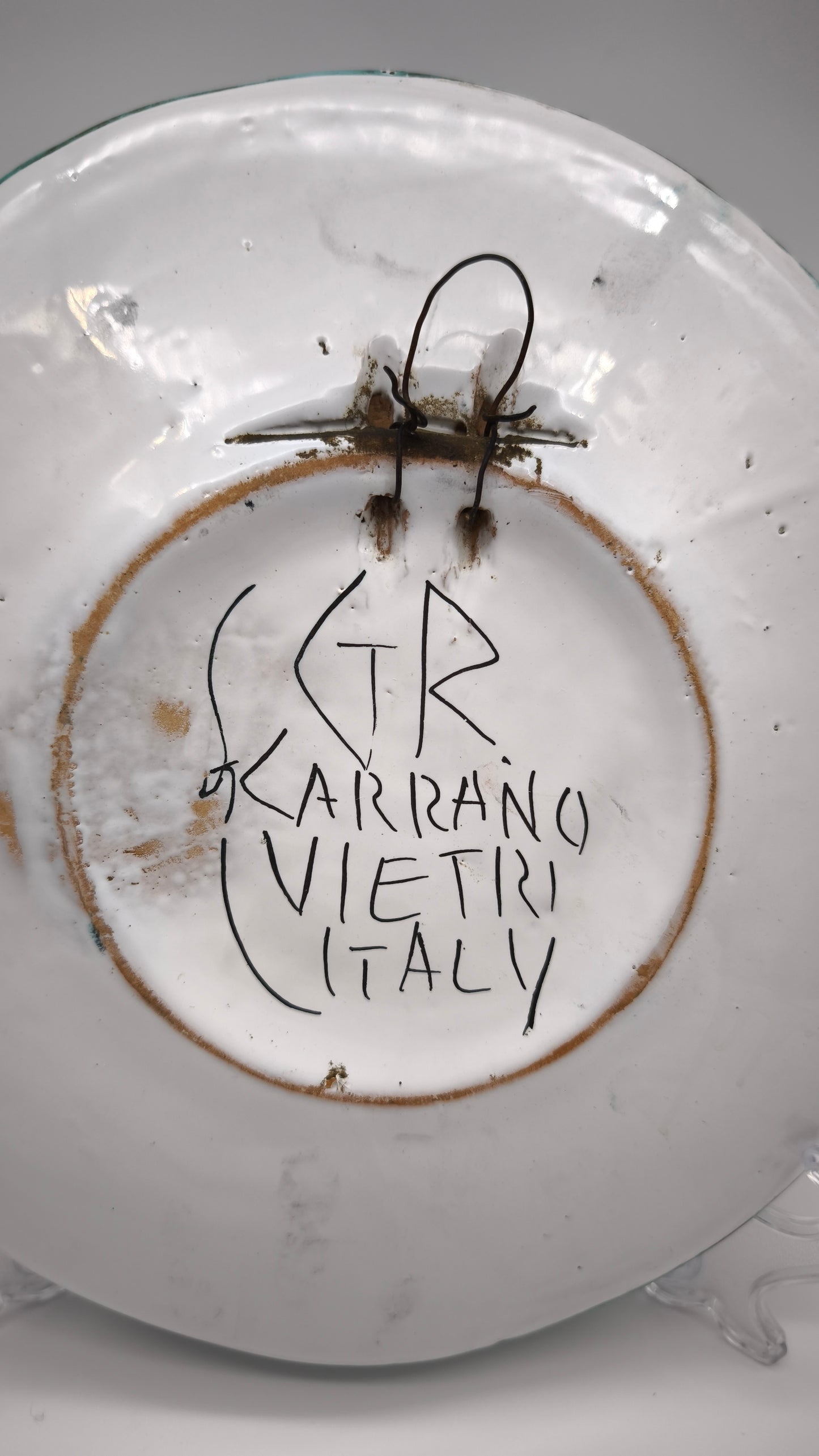 92159 Piatto in ceramica Vietri con decorazione marina