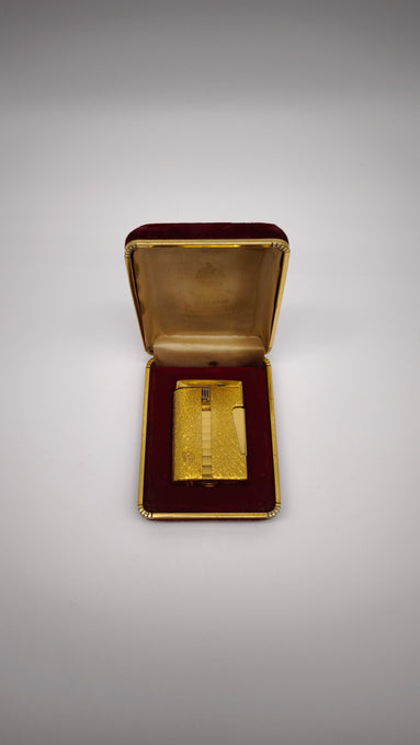 91024 Accendino vintage Ronson in metallo dorato con custodia