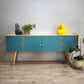 92179 Sideboard anni '60 quattro sportelli dipinta verde