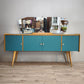92179 Sideboard anni '60 quattro sportelli dipinta verde