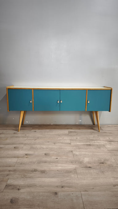 92179 Sideboard anni '60 quattro sportelli dipinta verde
