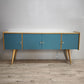 92179 Sideboard anni '60 quattro sportelli dipinta verde