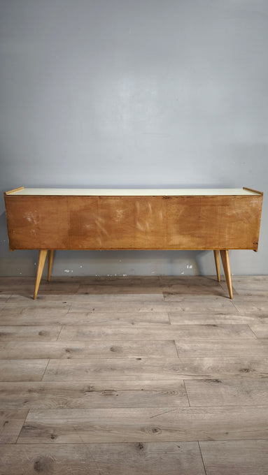 92179 Sideboard anni '60 quattro sportelli dipinta verde