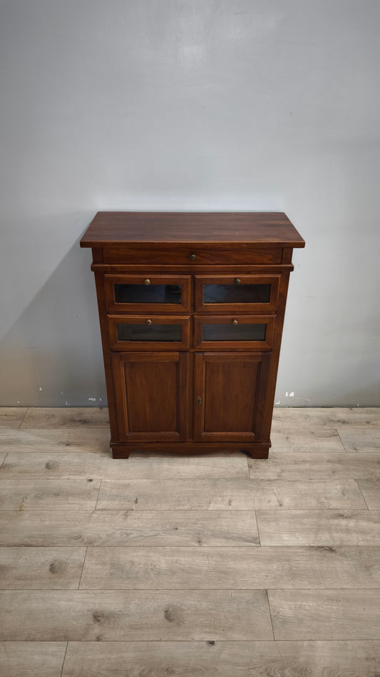 92196 Credenzina arte povera con cinque cassetti e due sportelli