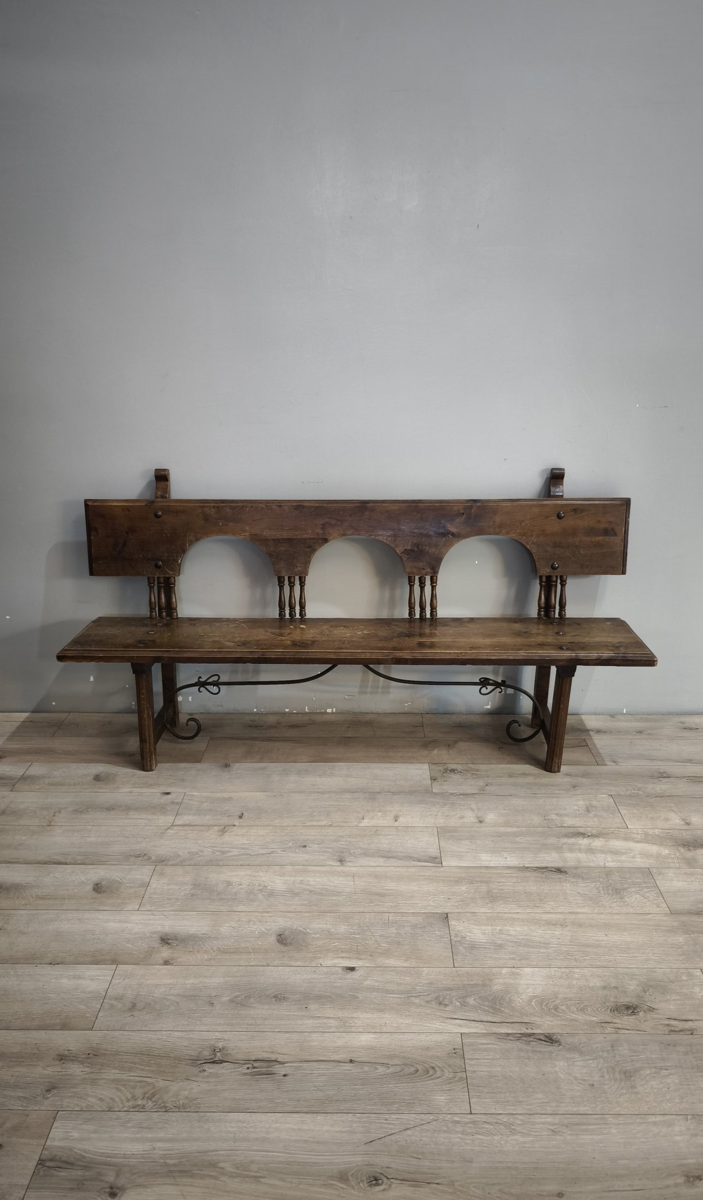 92200 Panca in legno massello con inserti in ferro