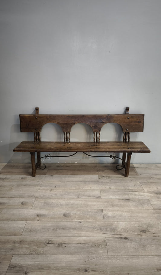 92200 Panca in legno massello con inserti in ferro