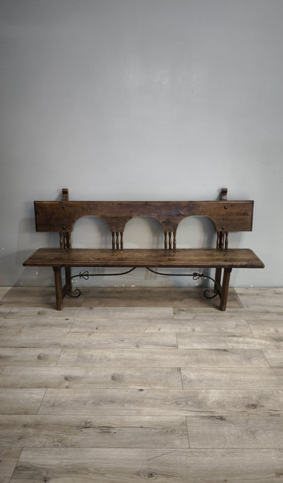 92200 Panca in legno massello con inserti in ferro